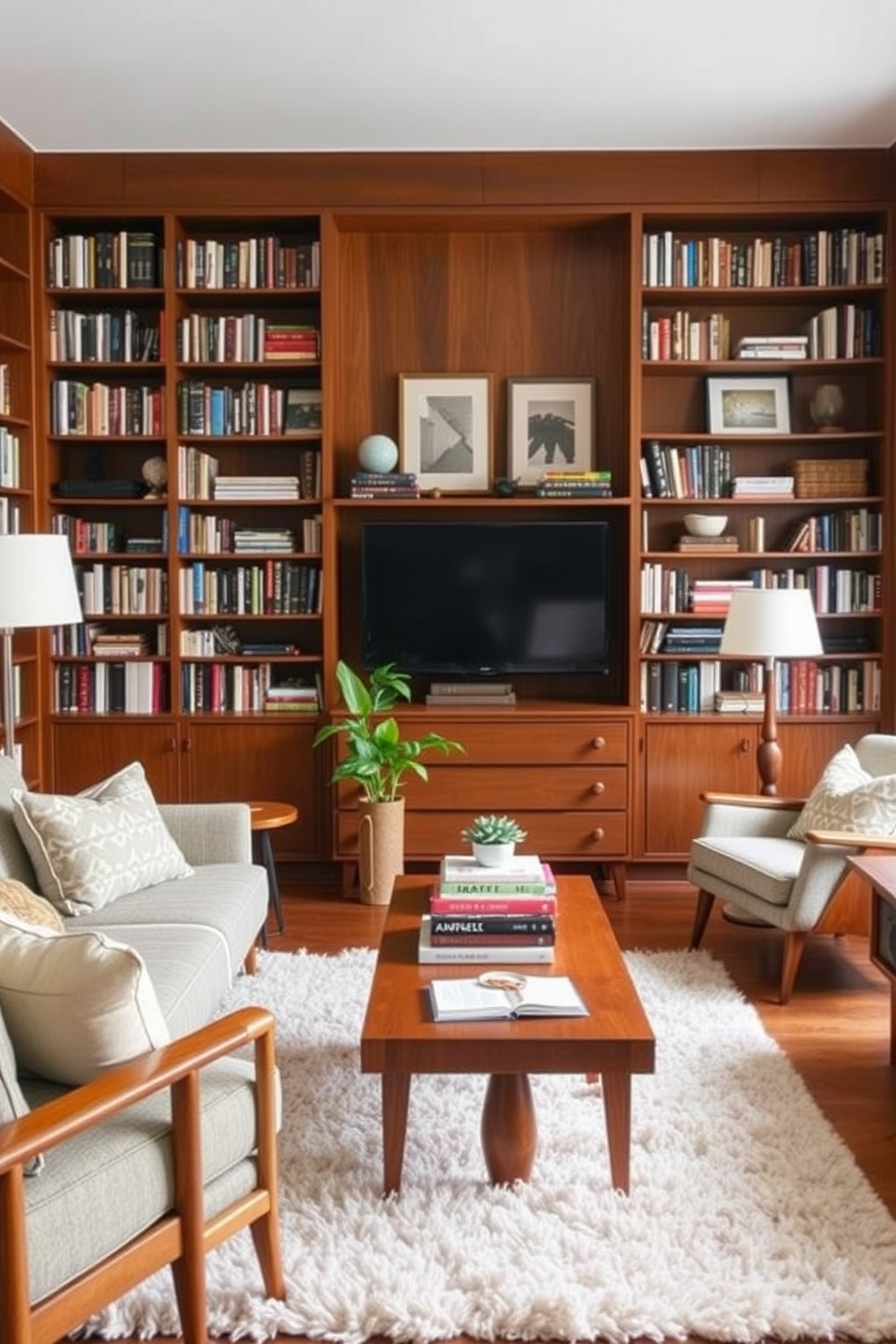 Mid Century Modern Home Library Design Ideas 20