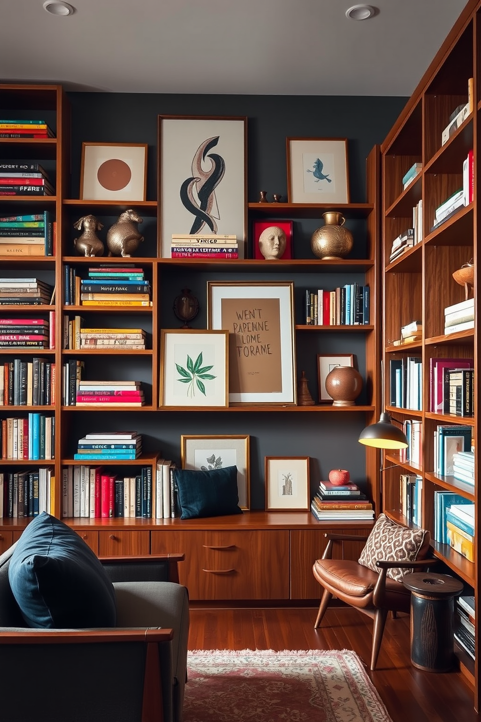 Mid Century Modern Home Library Design Ideas 28