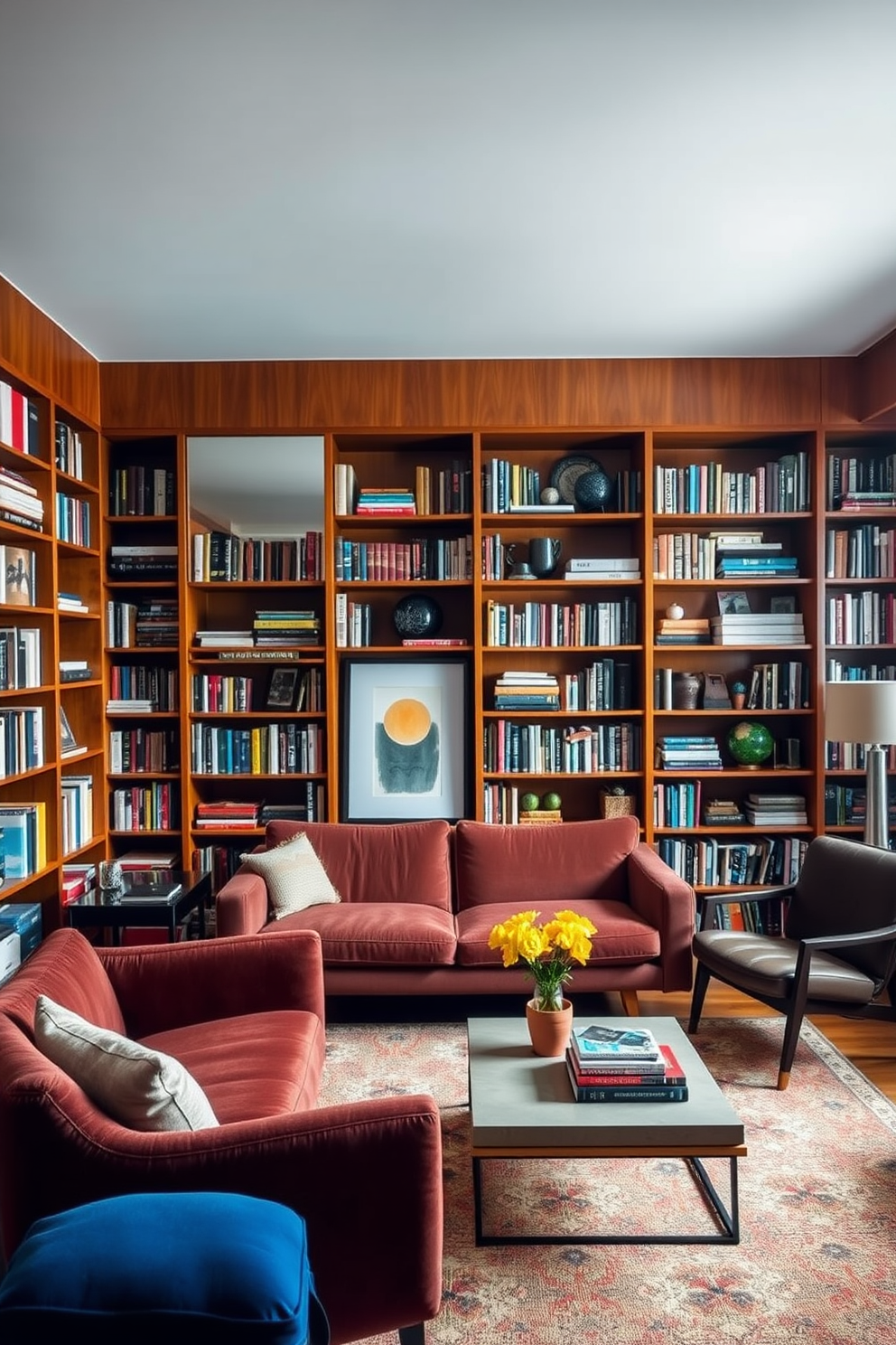 Mid Century Modern Home Library Design Ideas 30