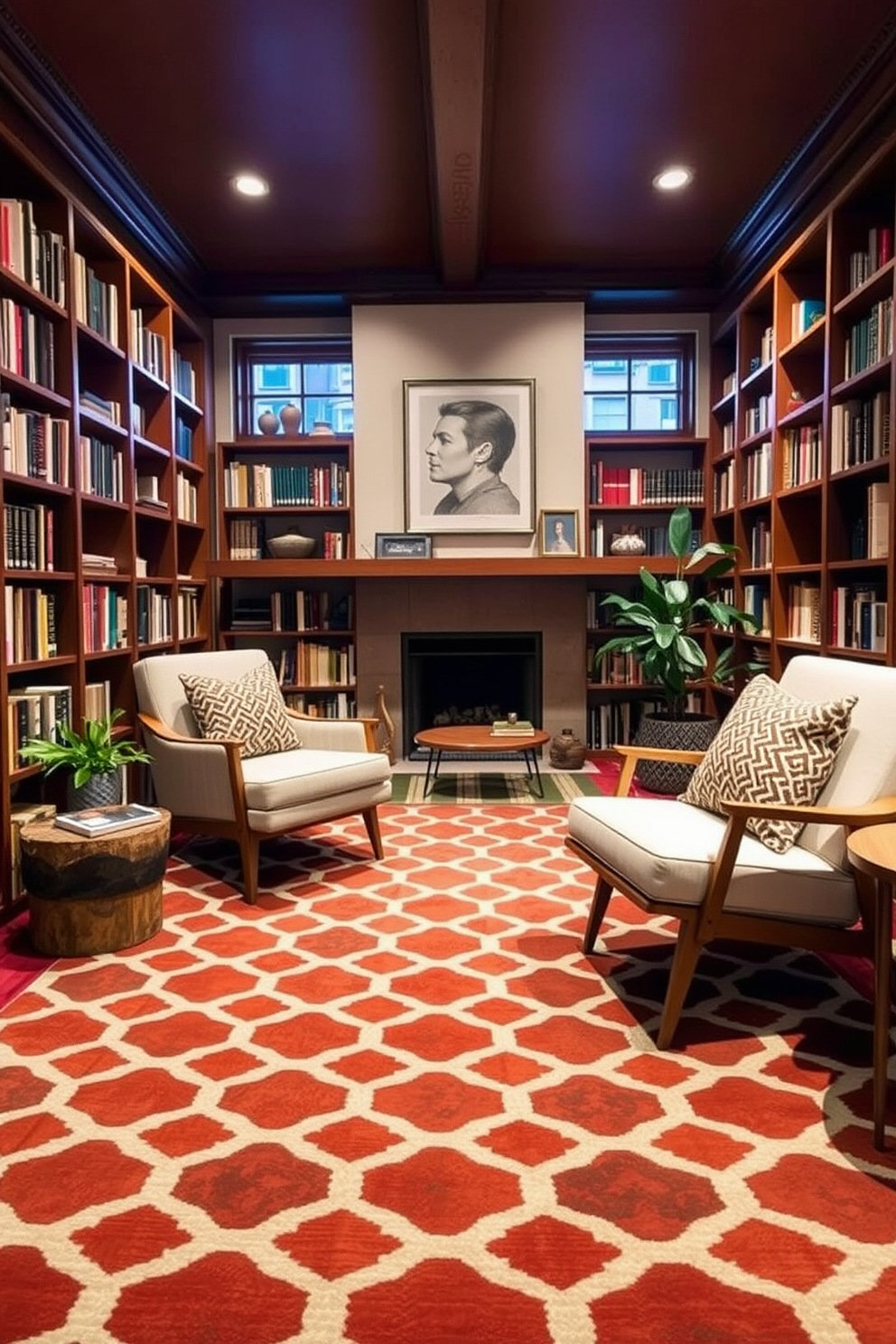 Mid Century Modern Home Library Design Ideas 4