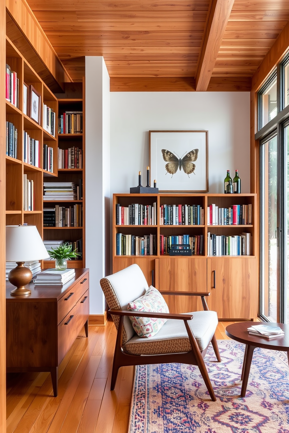 Mid Century Modern Home Library Design Ideas 8