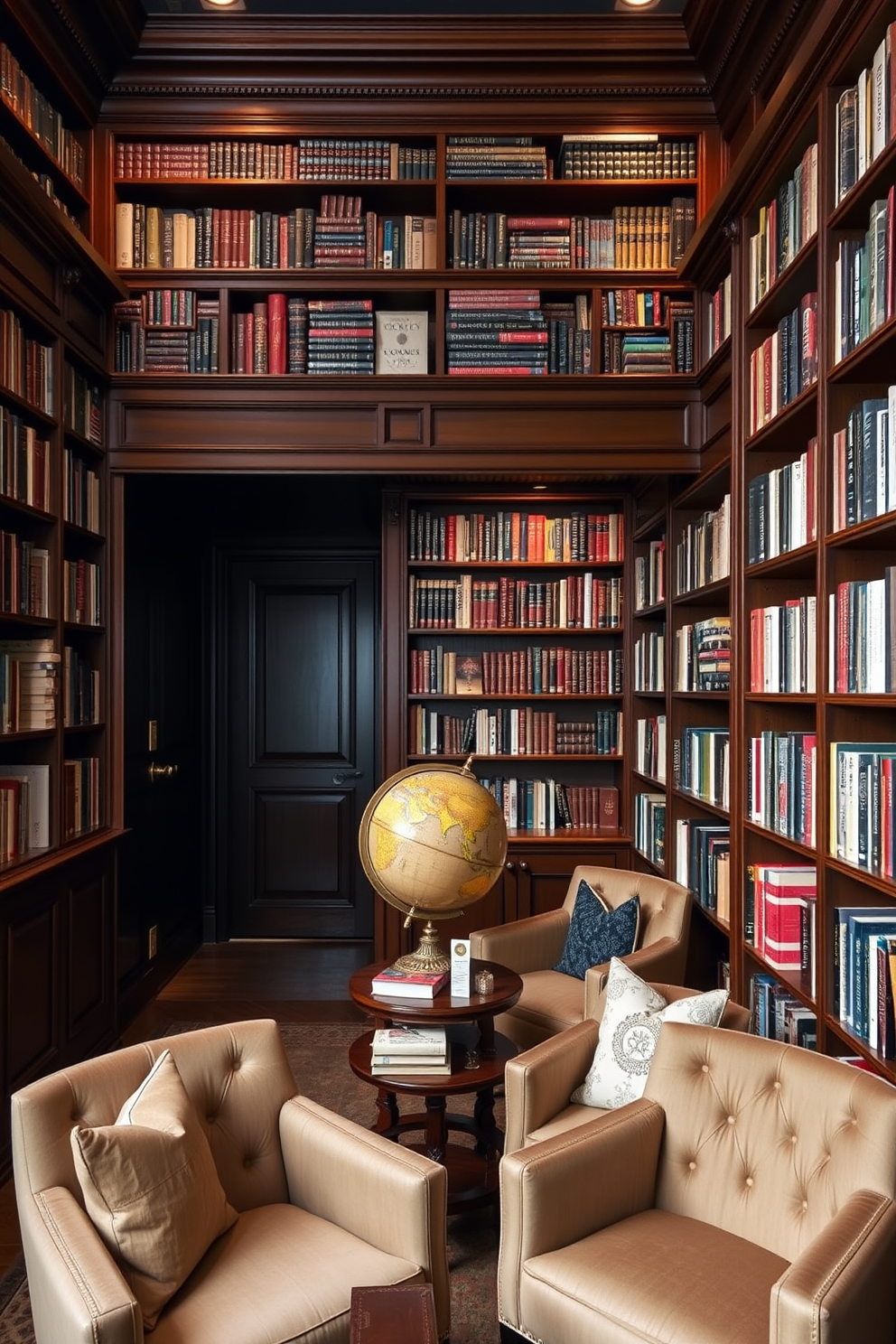 Moody Home Library Design Ideas 23