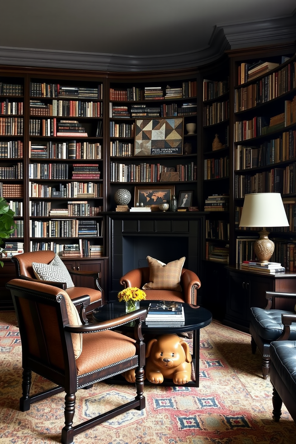 Moody Home Library Design Ideas 28