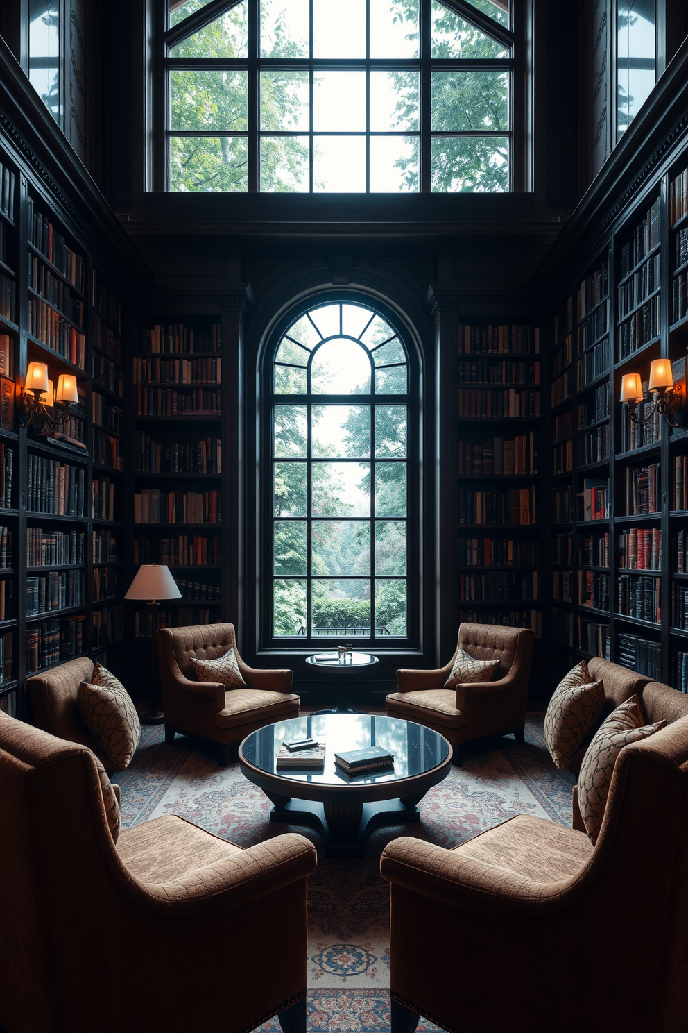 Moody Home Library Design Ideas 30