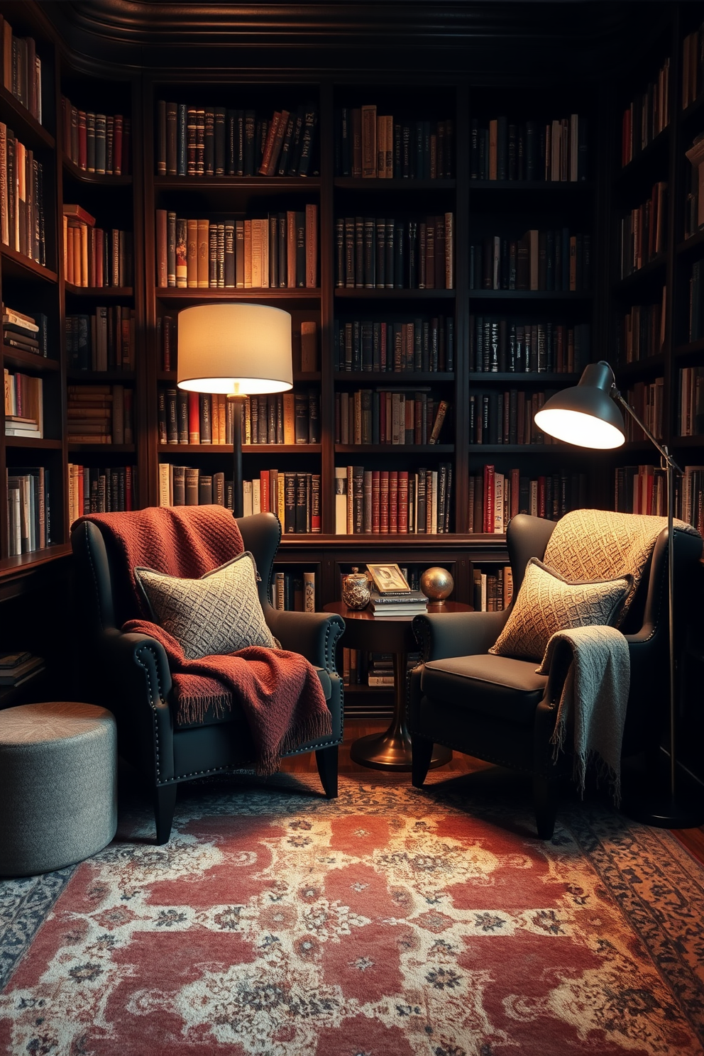 Moody Home Library Design Ideas 9