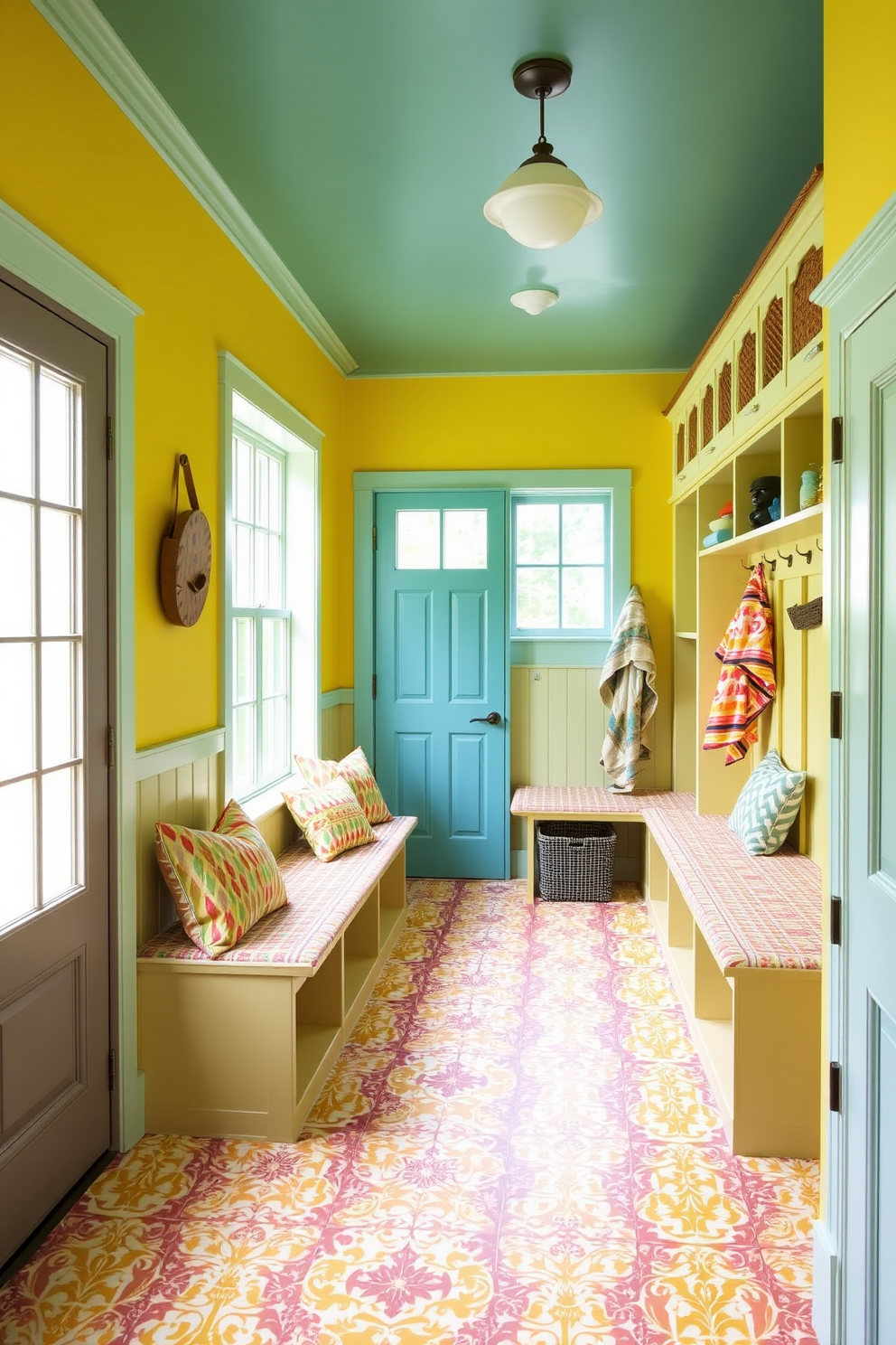 Mudroom Near Family Room Design Ideas 22