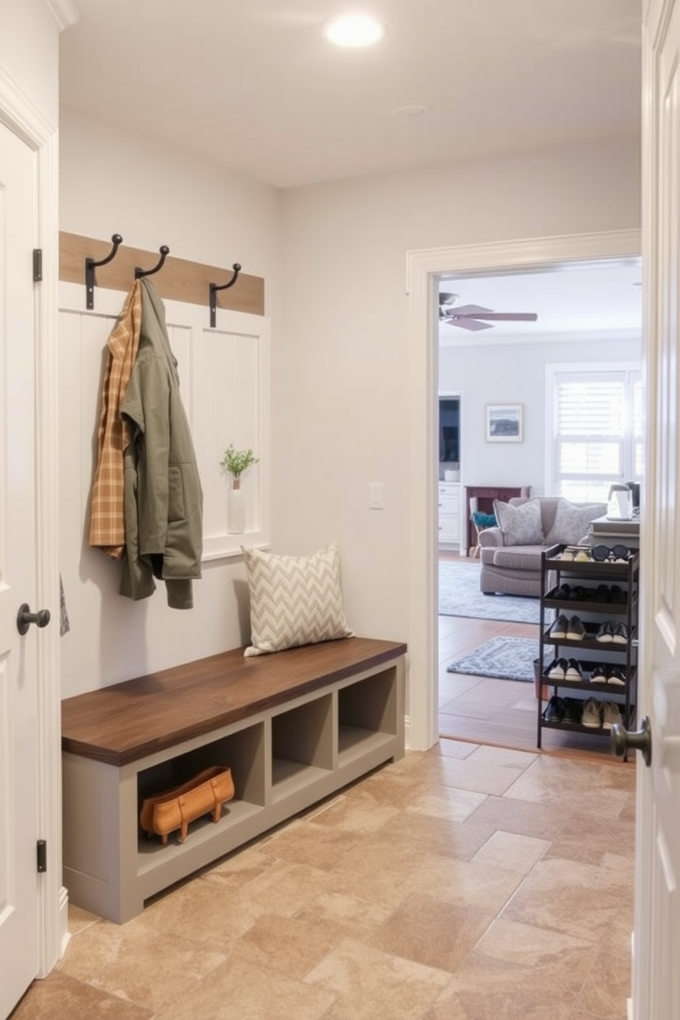 Mudroom Near Family Room Design Ideas 28