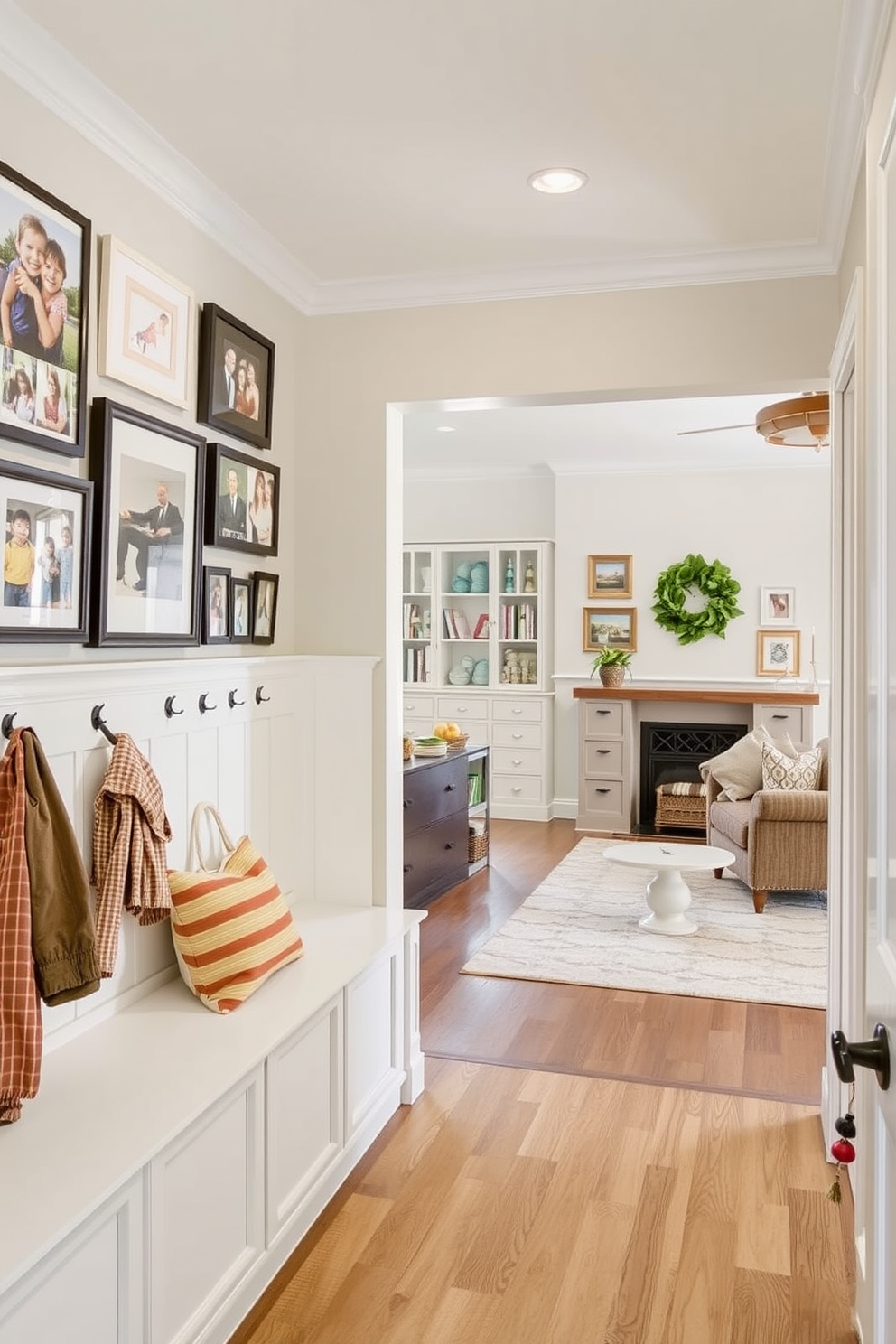 Mudroom Near Family Room Design Ideas 30