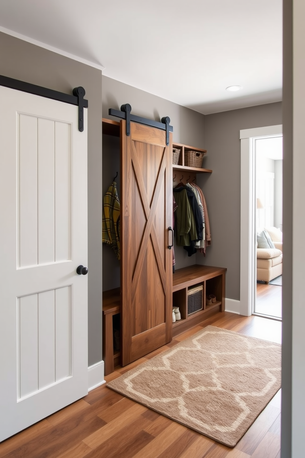 Mudroom Near Family Room Design Ideas 5