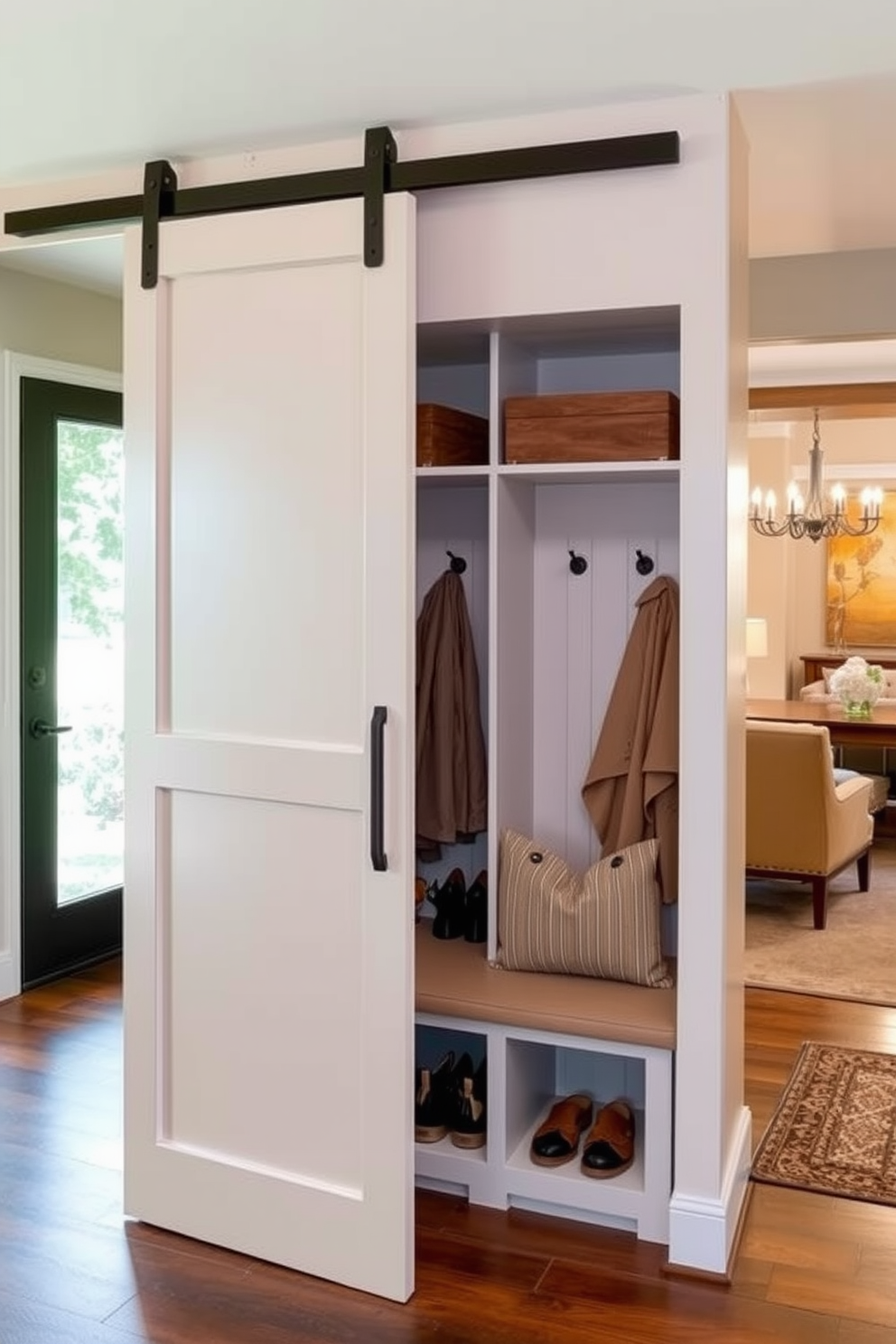 Mudroom Near Family Room Design Ideas 8