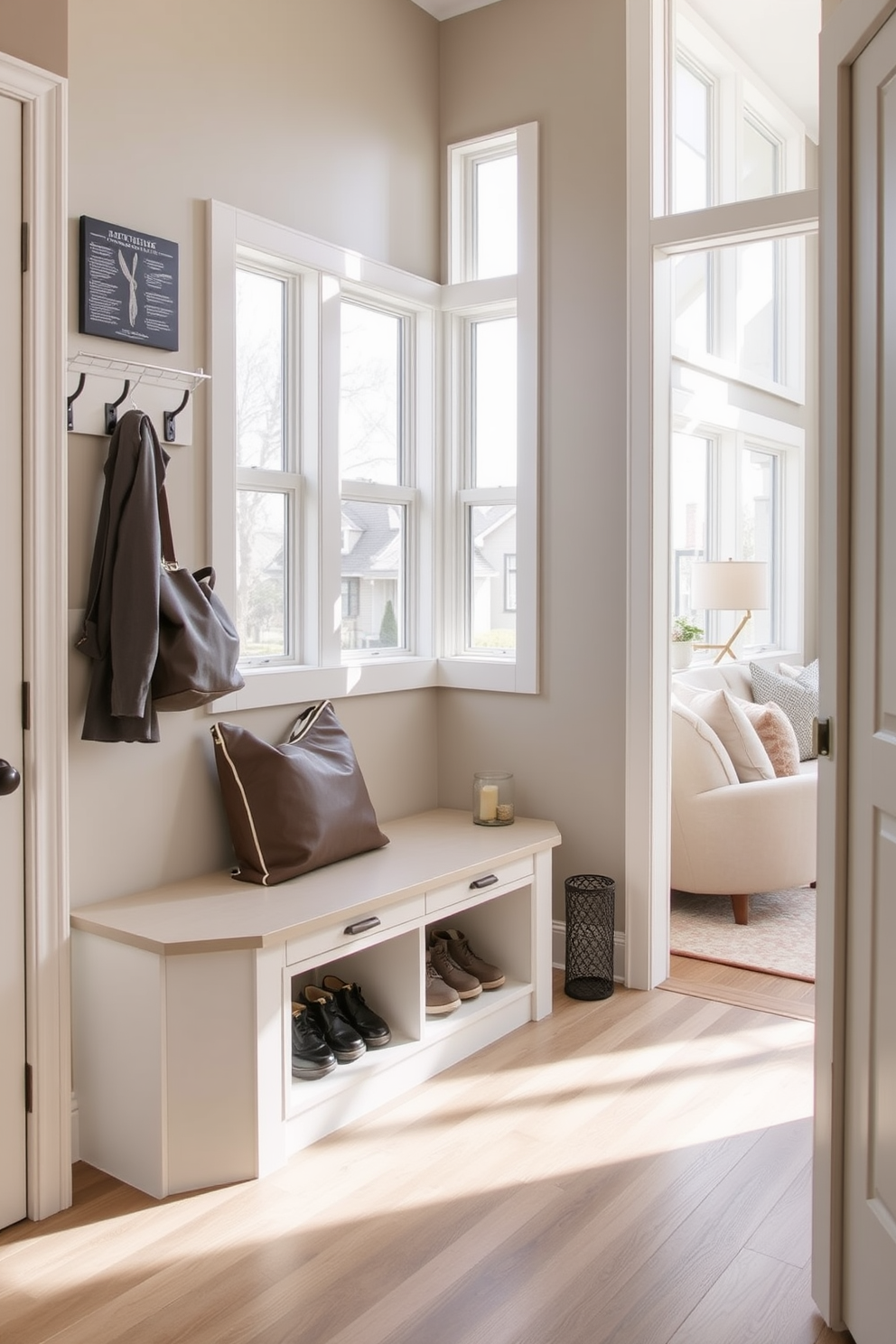 Mudroom Near Living Room Design Ideas 13