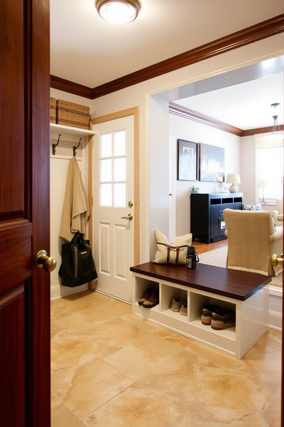 Mudroom Near Living Room Design Ideas 24