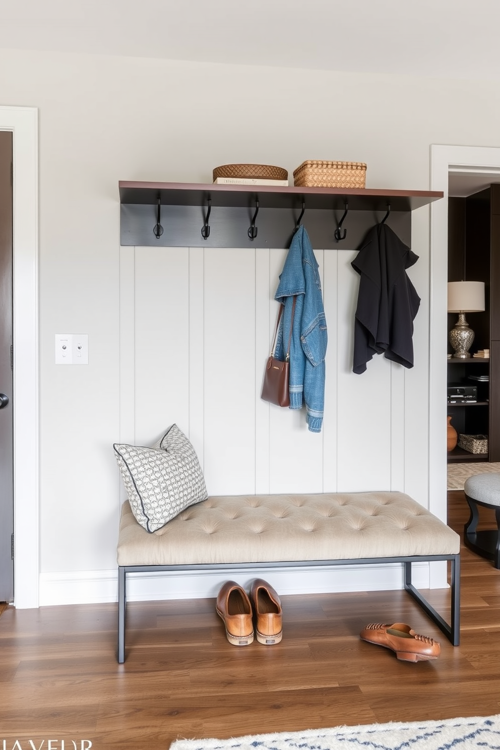 Mudroom Near Living Room Design Ideas 25