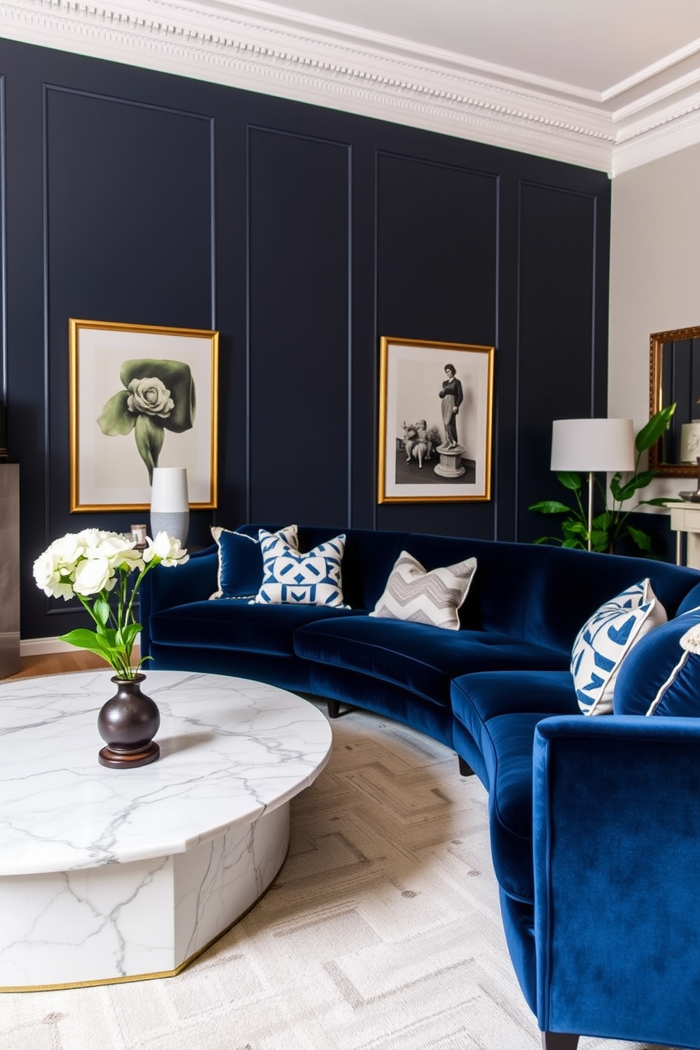 Navy Blue Couch Living Room Design Ideas 12