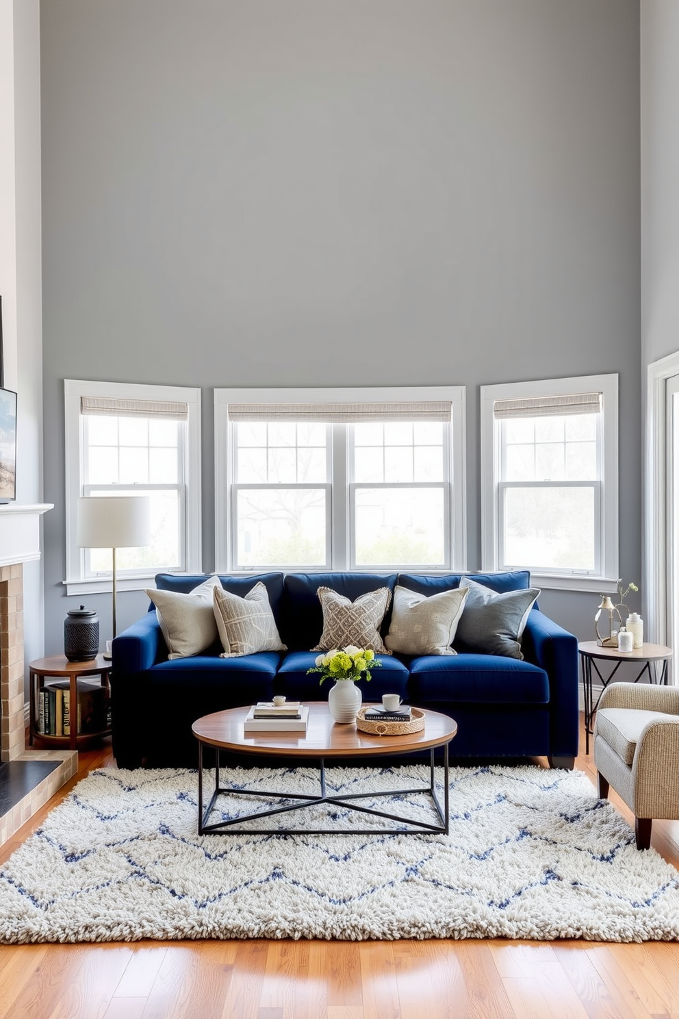 Navy Blue Couch Living Room Design Ideas 15