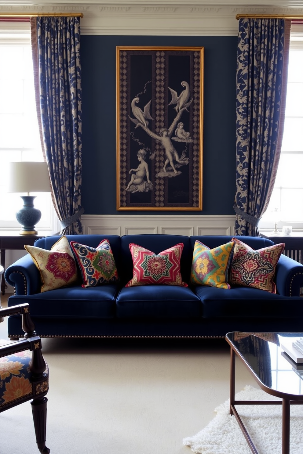 Navy Blue Couch Living Room Design Ideas 16