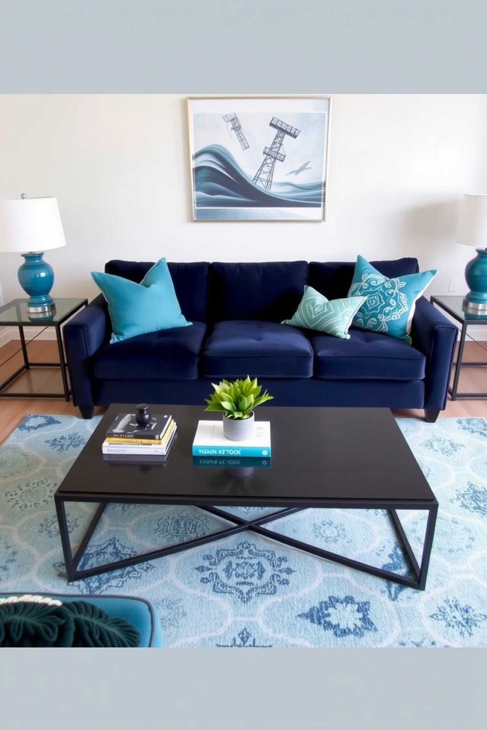 Navy Blue Couch Living Room Design Ideas 27