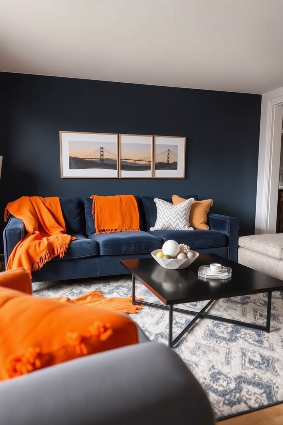 Navy Blue Couch Living Room Design Ideas 3