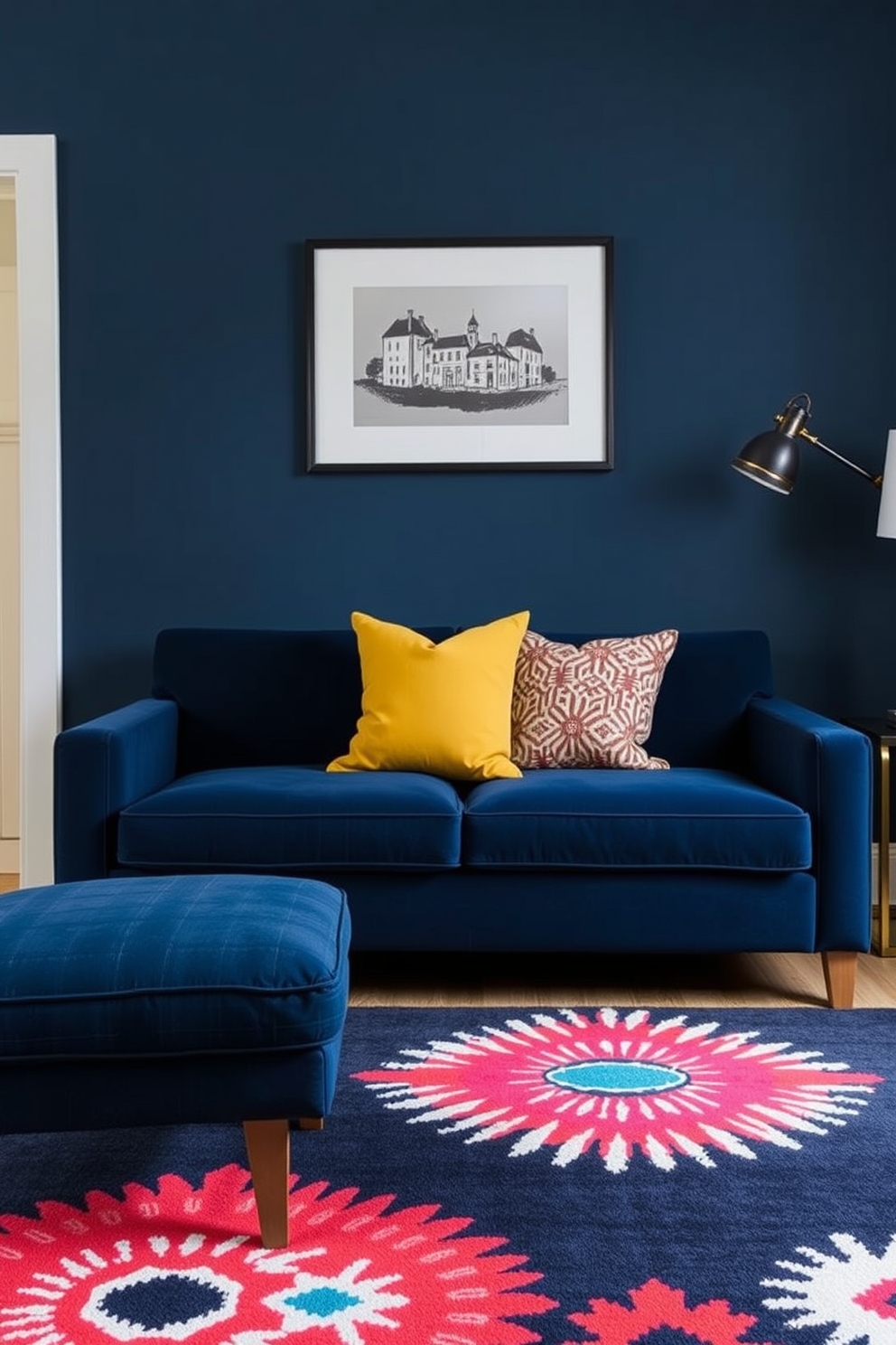 Navy Blue Couch Living Room Design Ideas 5