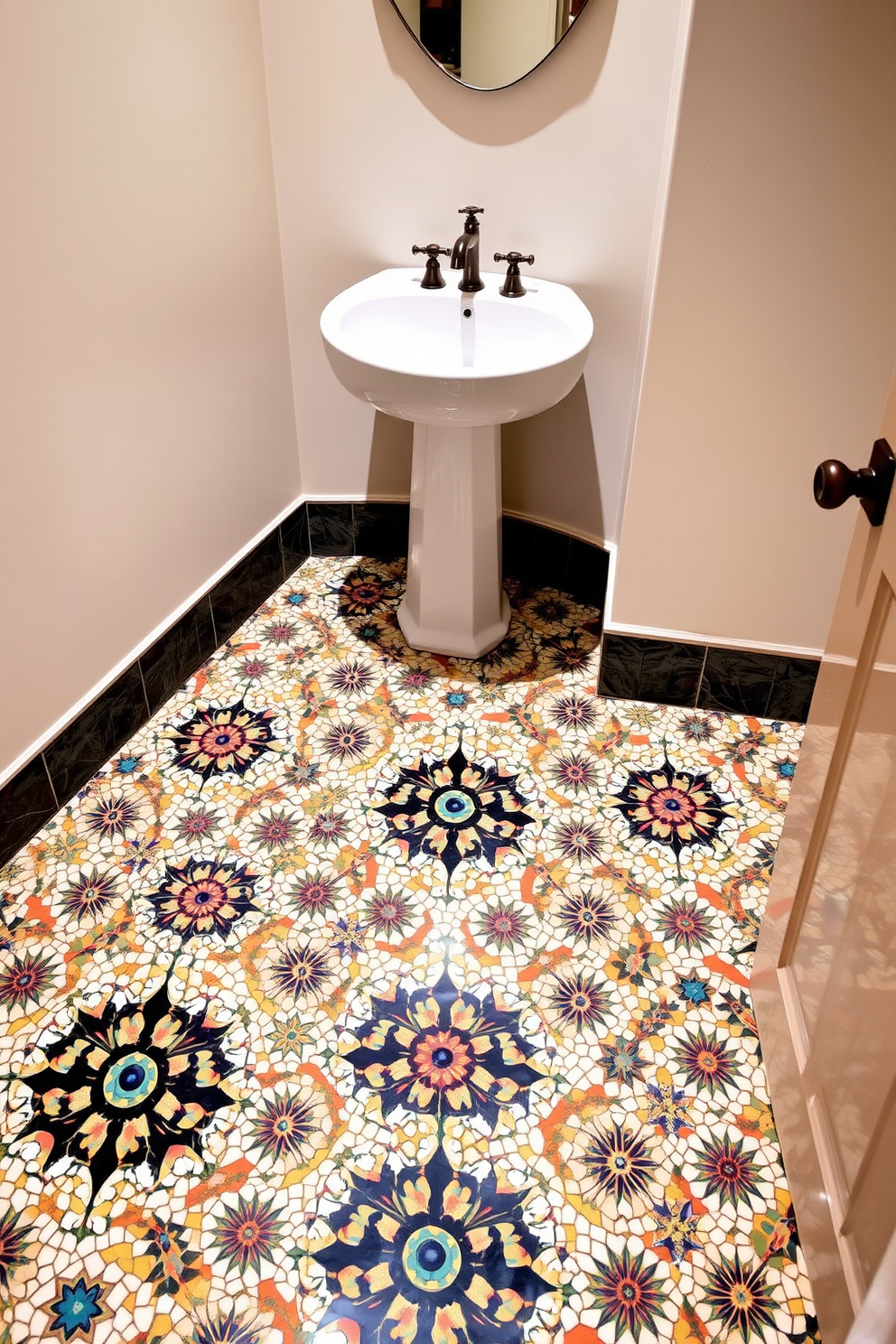 Powder Room Floor Tile Design Ideas 7