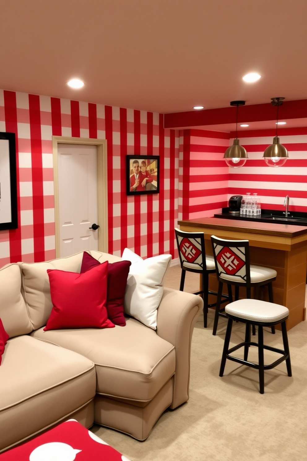 Red Basement Design Ideas 11