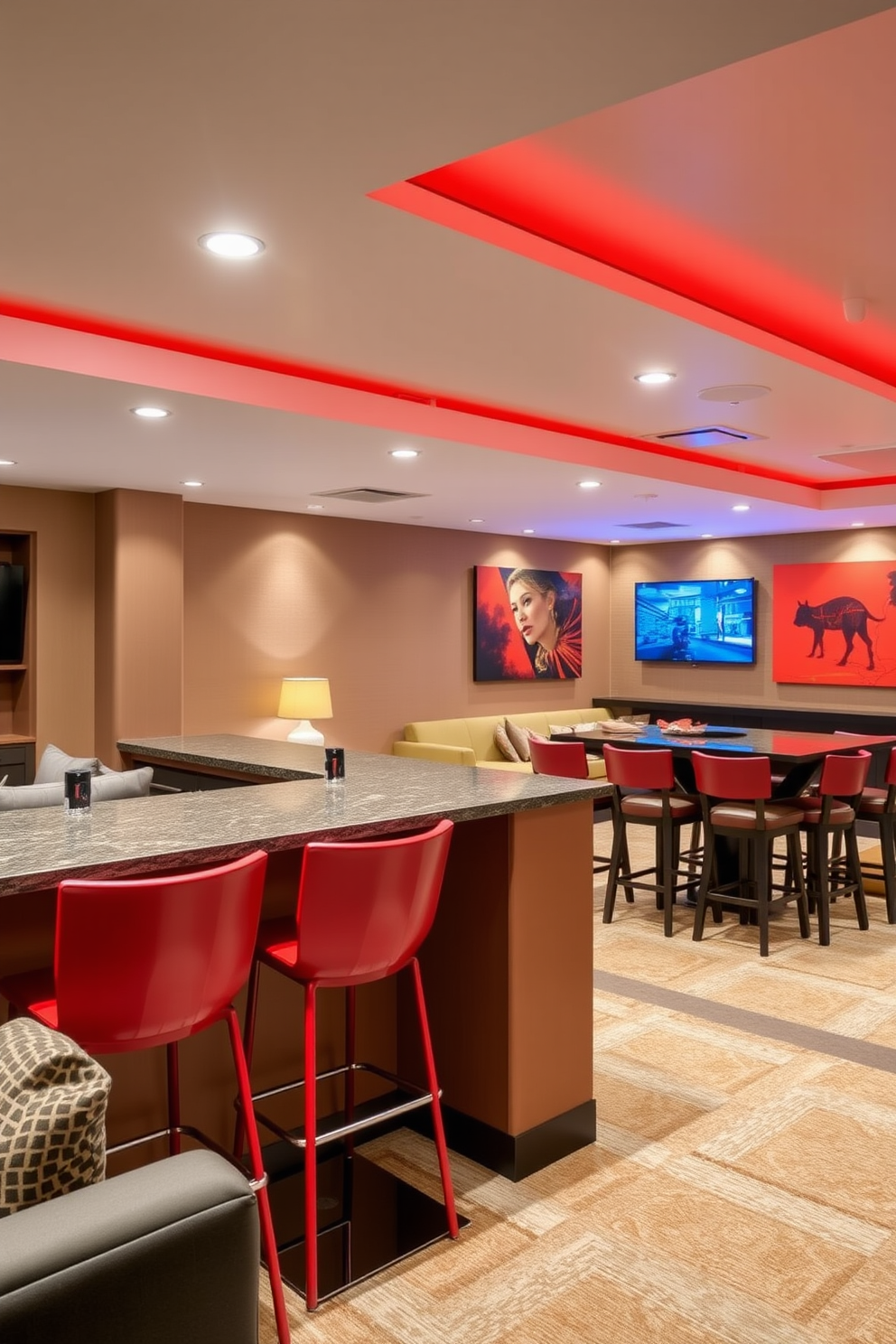 Red Basement Design Ideas 12