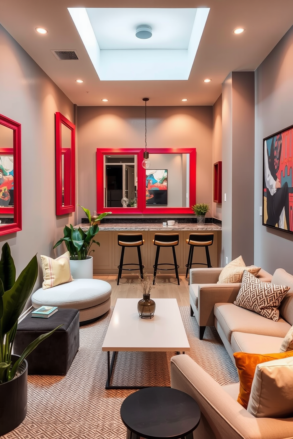 Red Basement Design Ideas 13