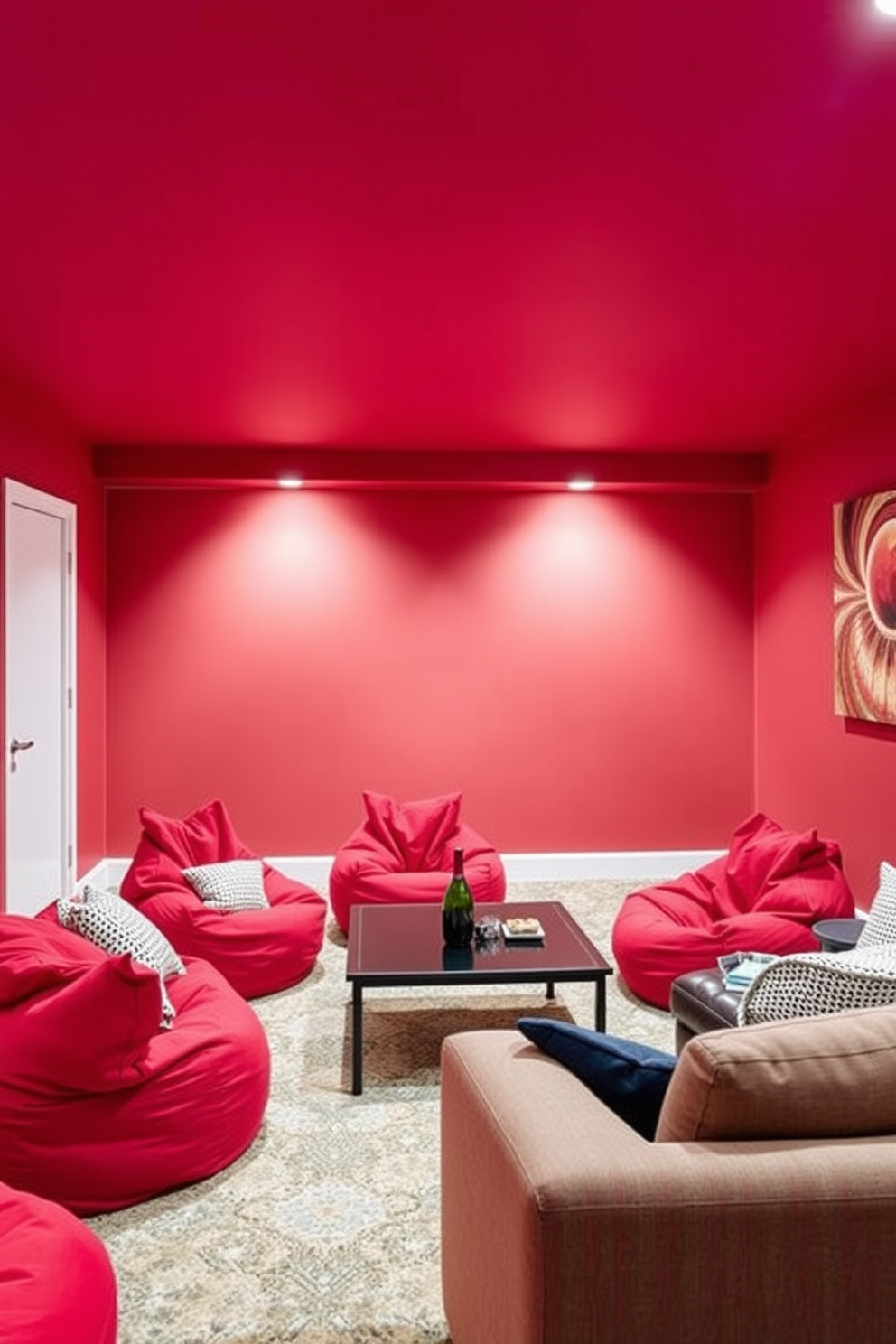 Red Basement Design Ideas 16