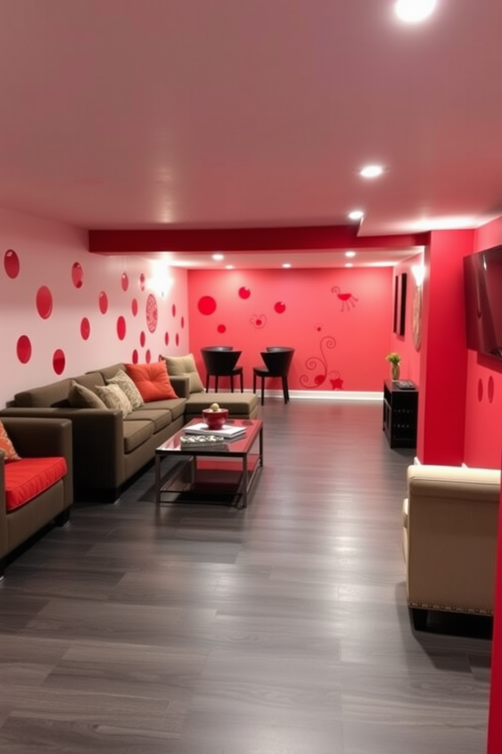 Red Basement Design Ideas 17