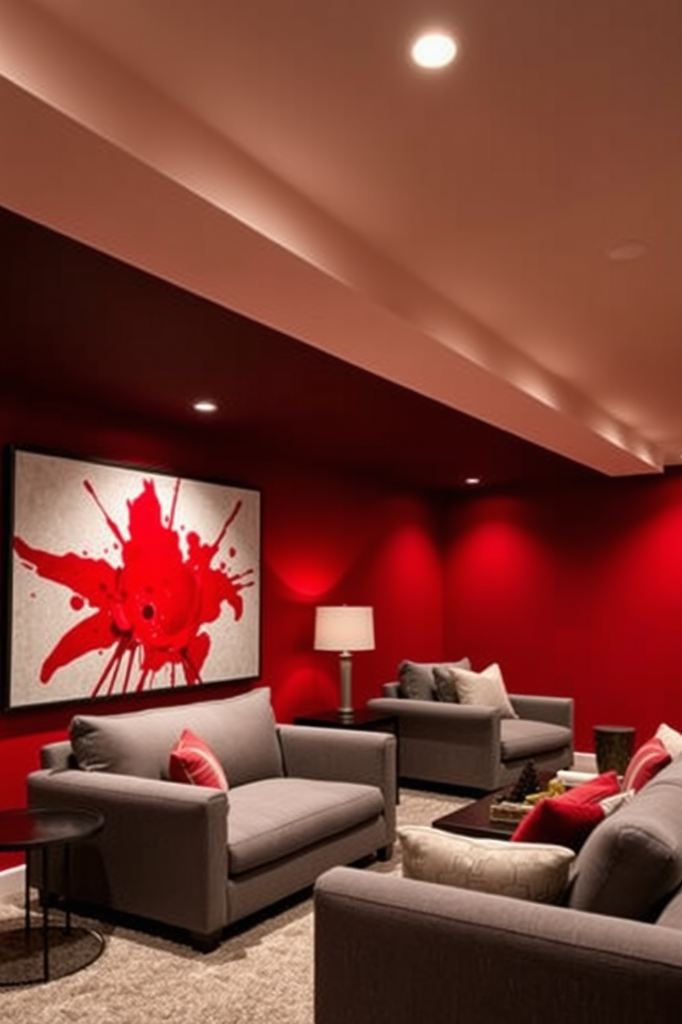 Red Basement Design Ideas 19