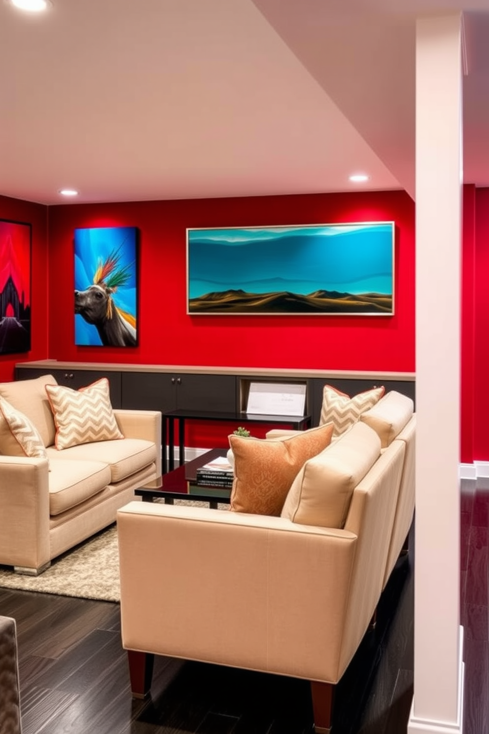 Red Basement Design Ideas 2