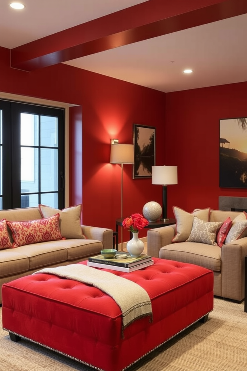 Red Basement Design Ideas 22