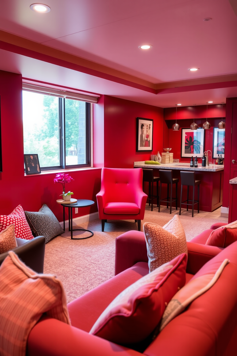 Red Basement Design Ideas 26