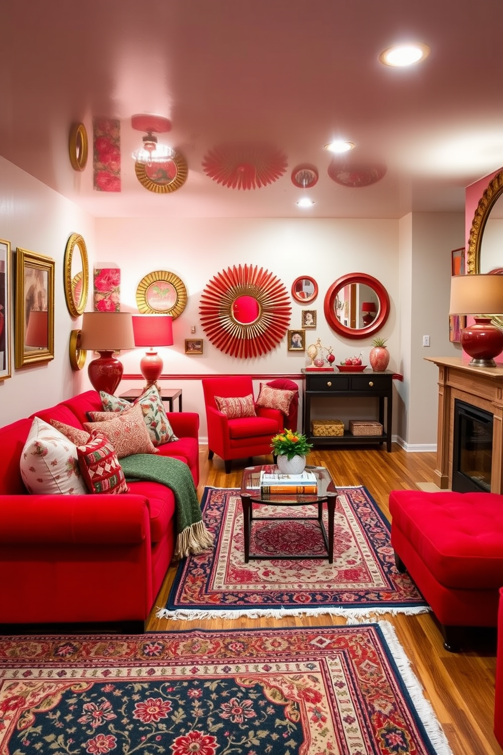 Red Basement Design Ideas 29