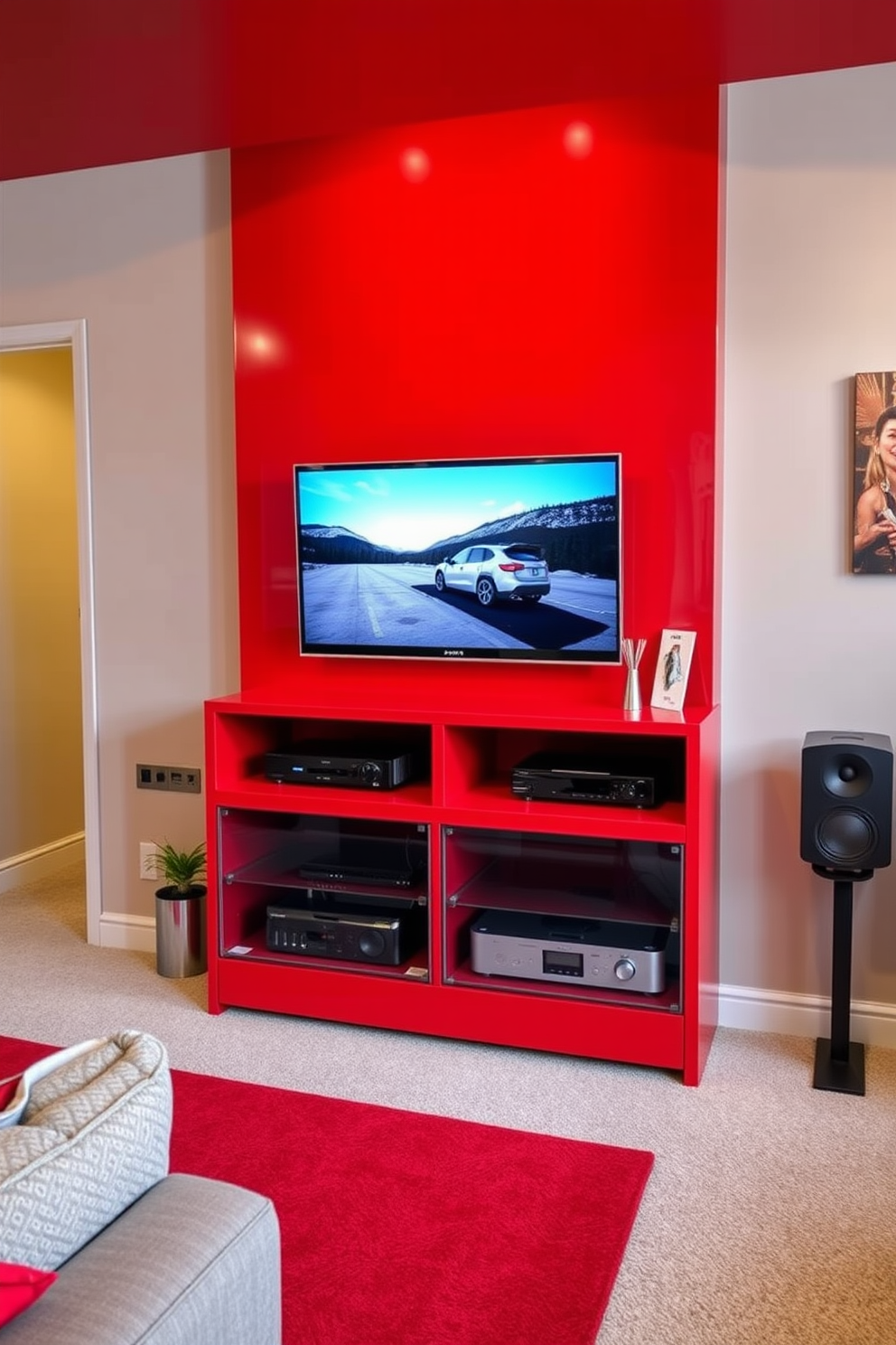 Red Basement Design Ideas 30