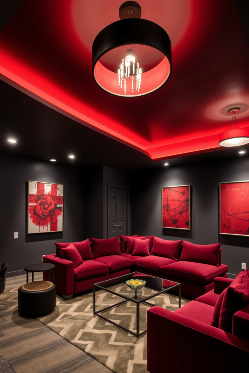 Red Basement Design Ideas 8