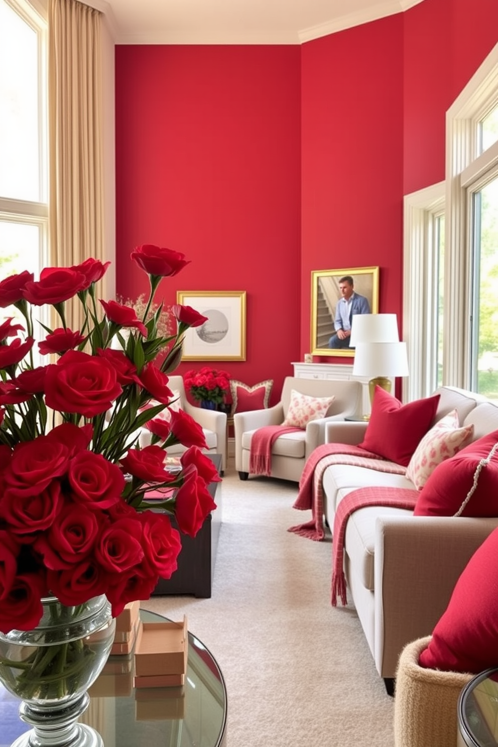 Red Family Room Design Ideas 17