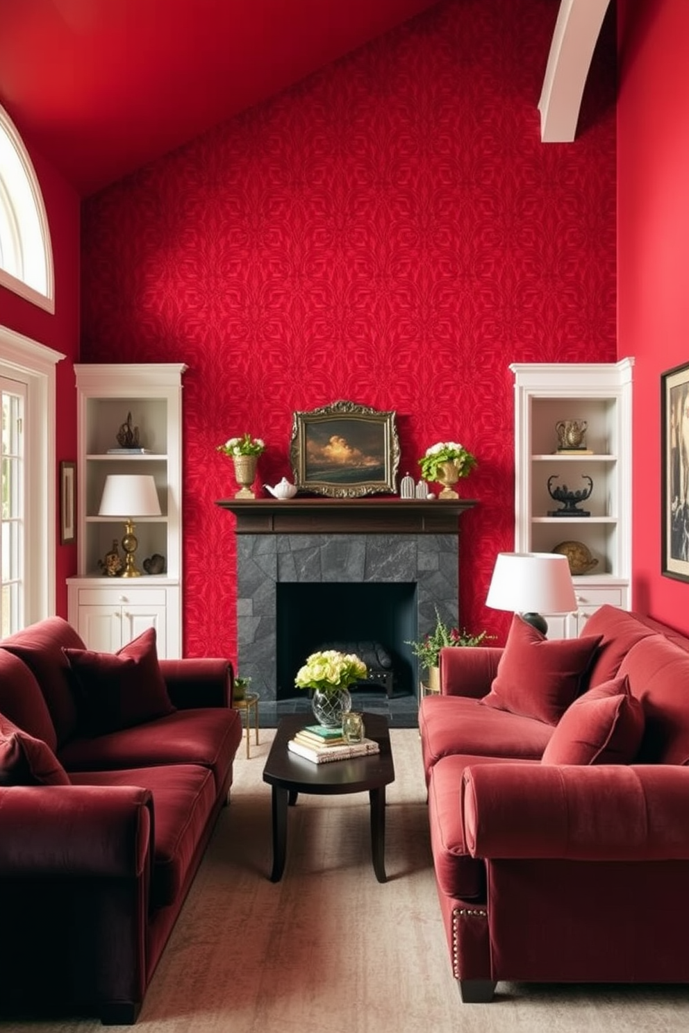 Red Family Room Design Ideas 18