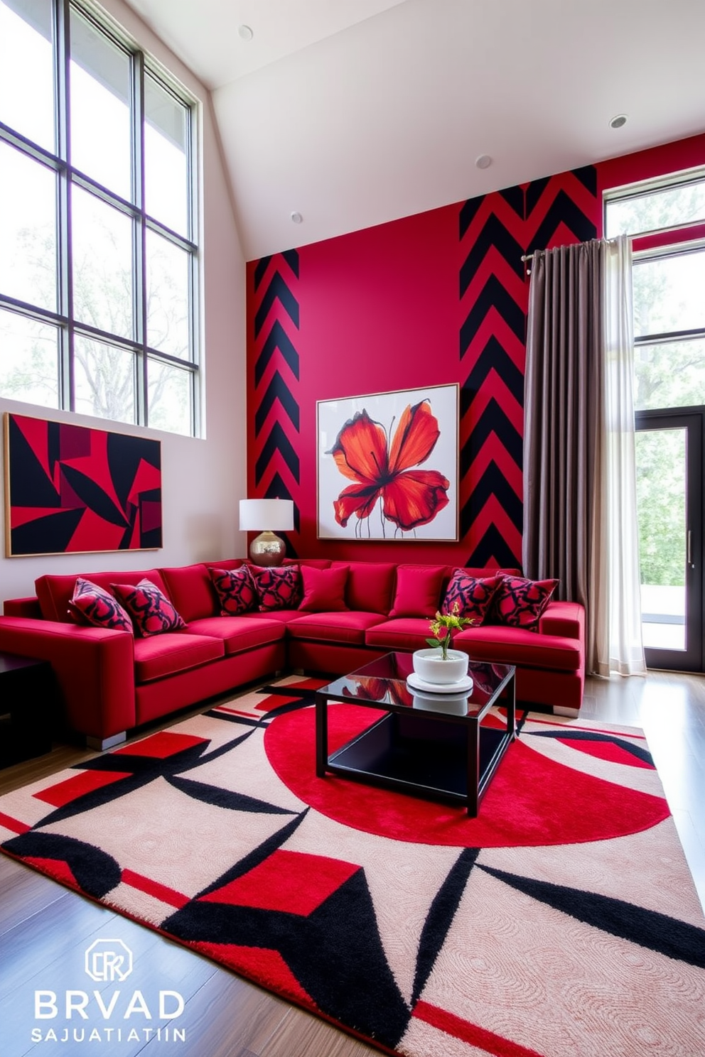 Red Family Room Design Ideas 19