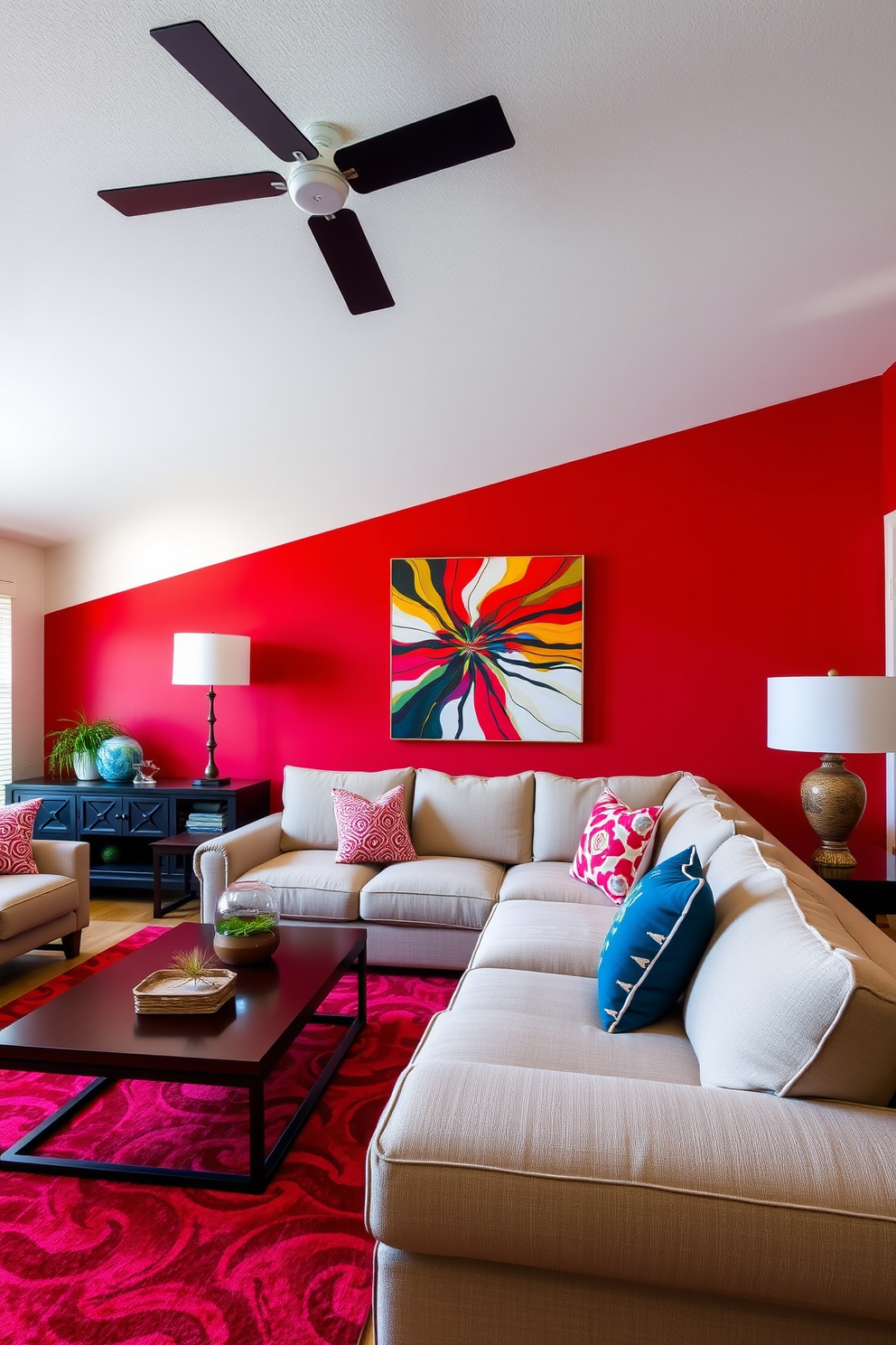 Red Family Room Design Ideas 2