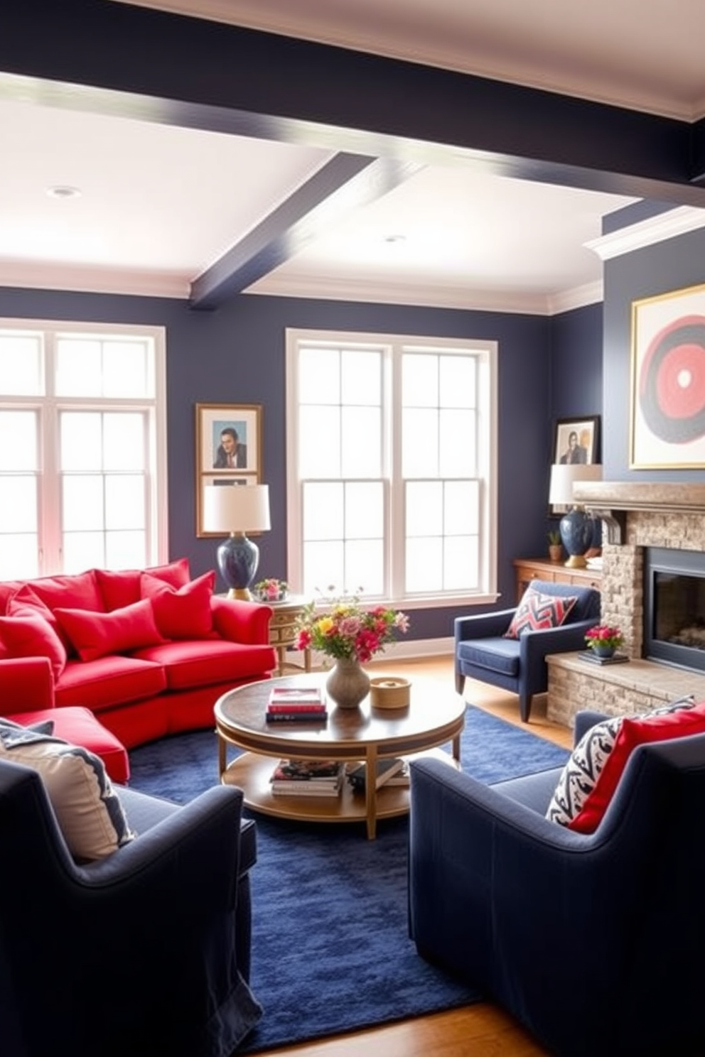 Red Family Room Design Ideas 21