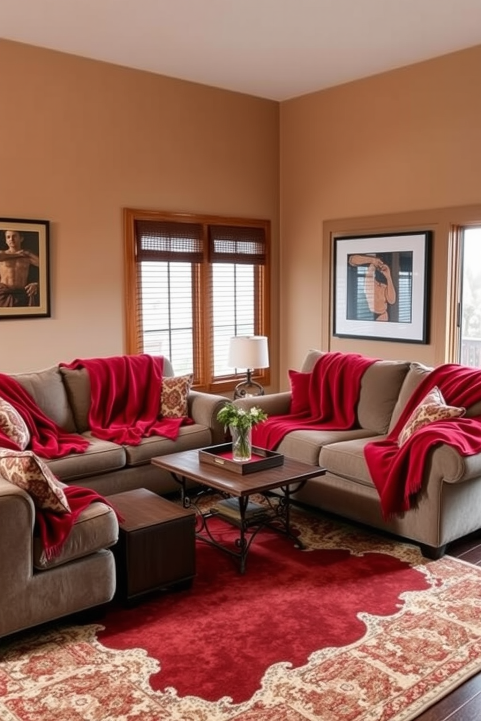 Red Family Room Design Ideas 25