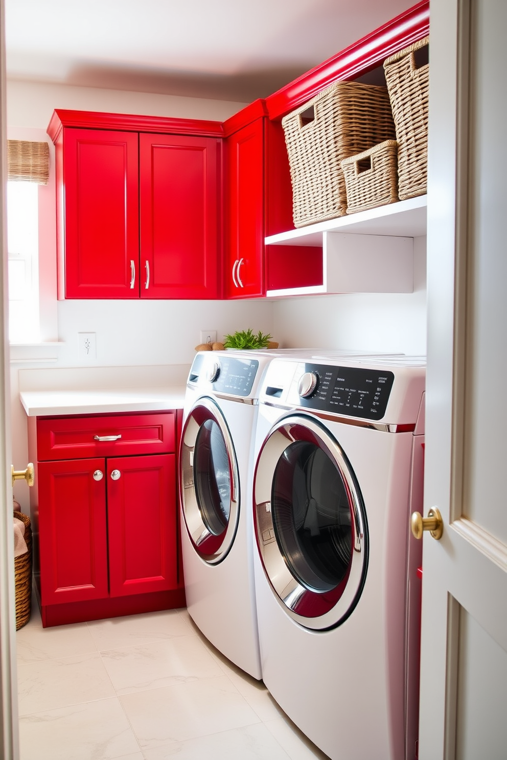 Red Laundry Room Design Ideas 1