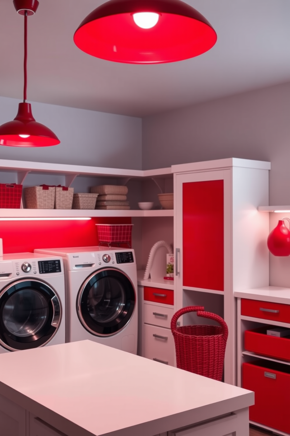 Red Laundry Room Design Ideas 10