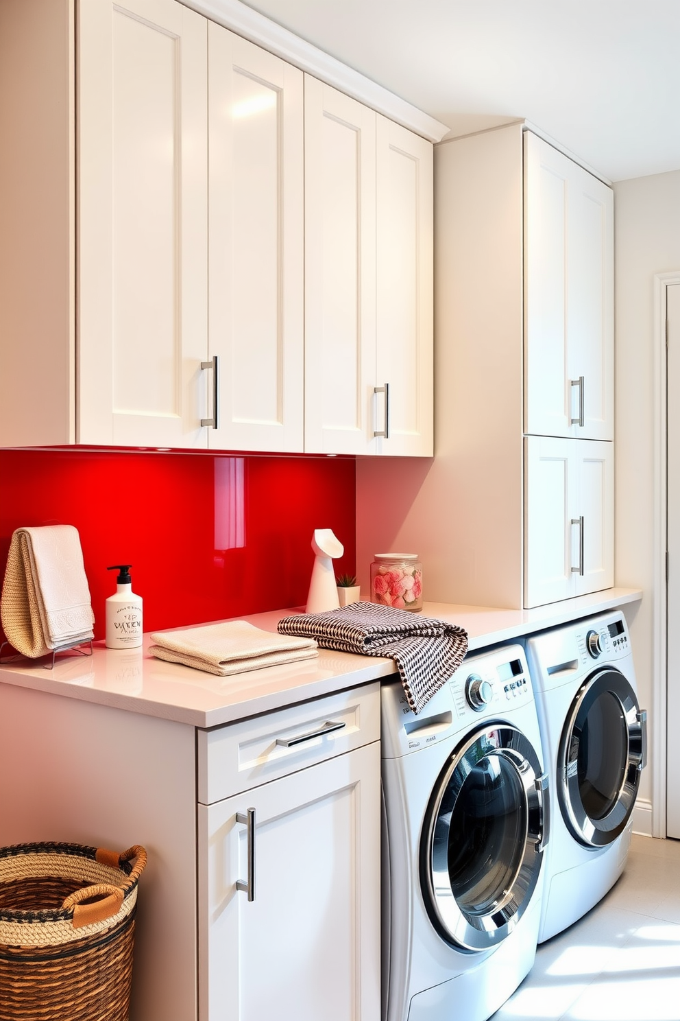 Red Laundry Room Design Ideas 11