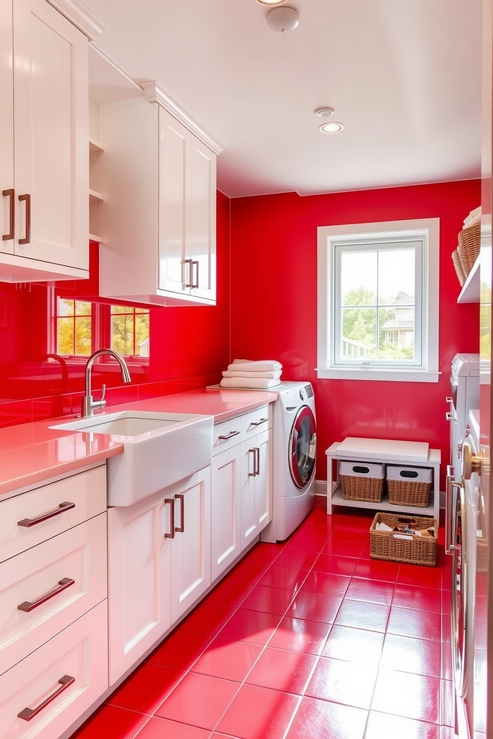 Red Laundry Room Design Ideas 12