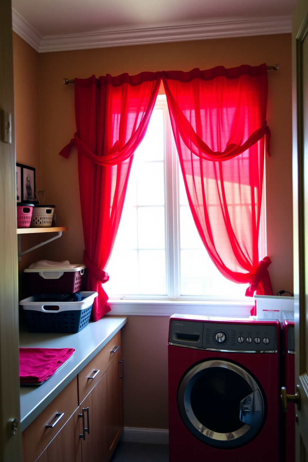 Red Laundry Room Design Ideas 14