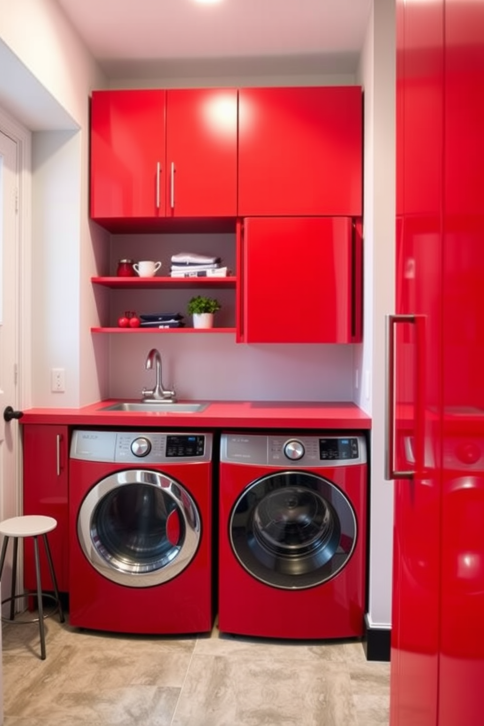 Red Laundry Room Design Ideas 15