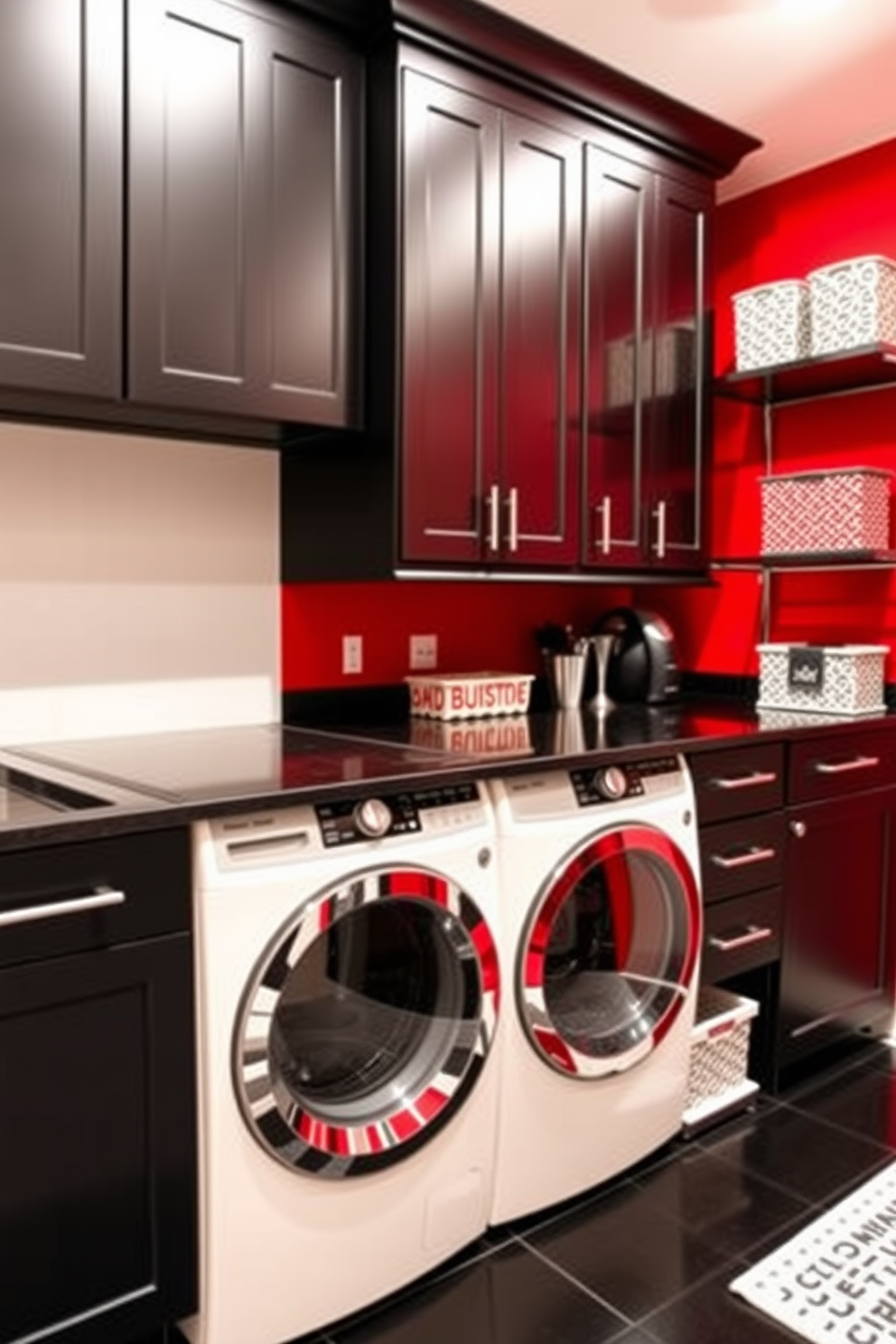 Red Laundry Room Design Ideas 16