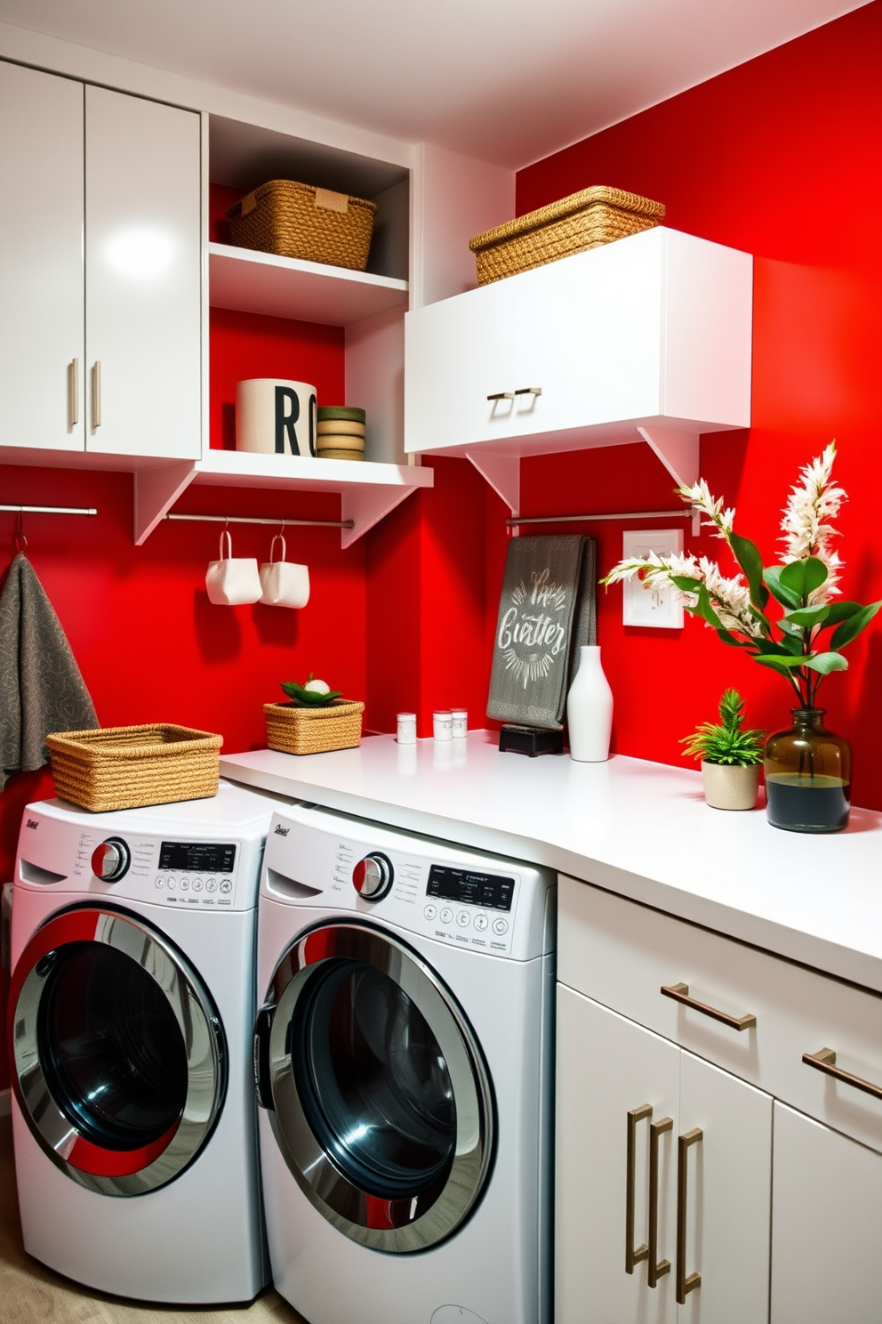 Red Laundry Room Design Ideas 2